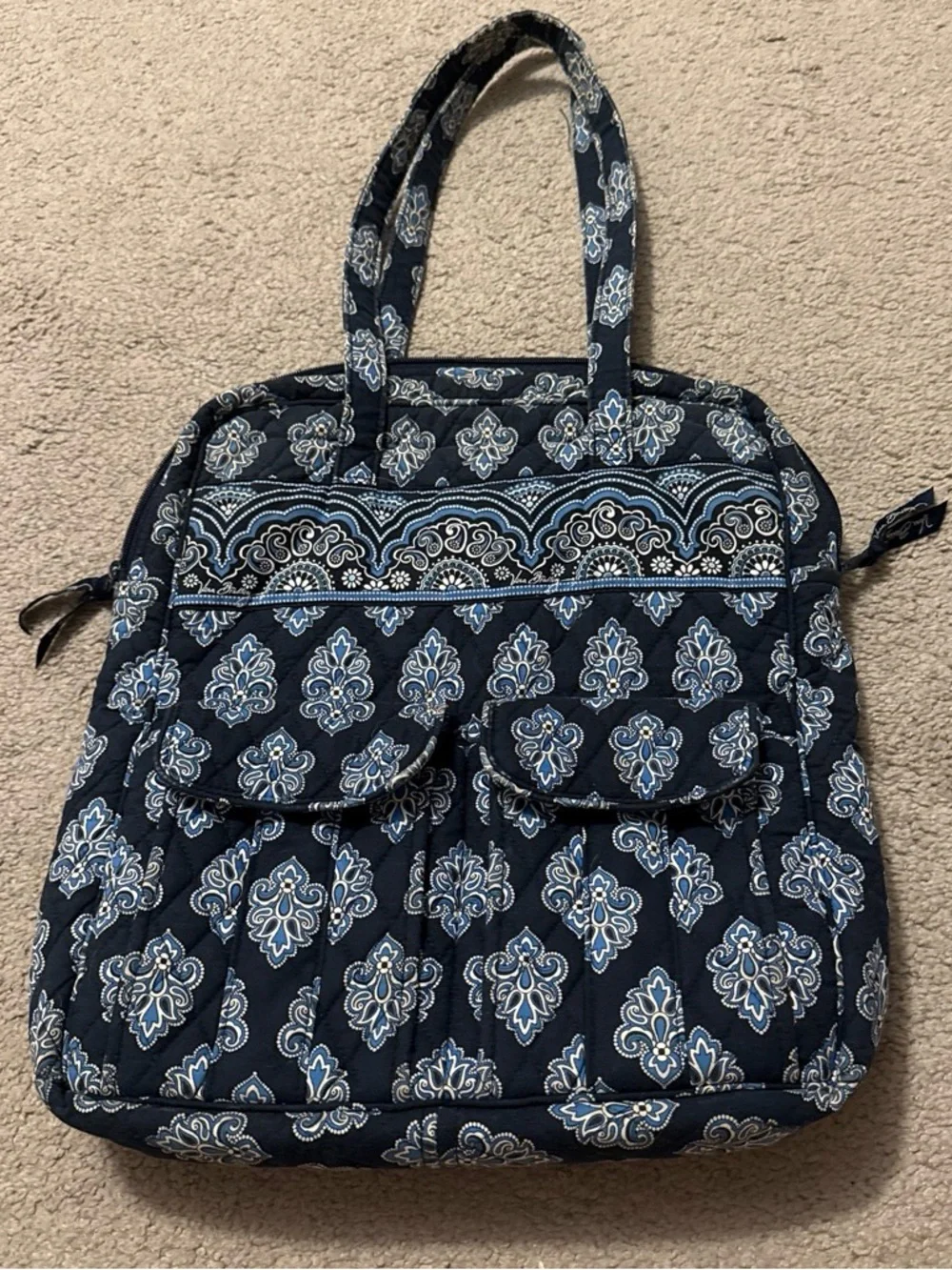 Quilted Navy Patterned Tote Bag Vera Bradley